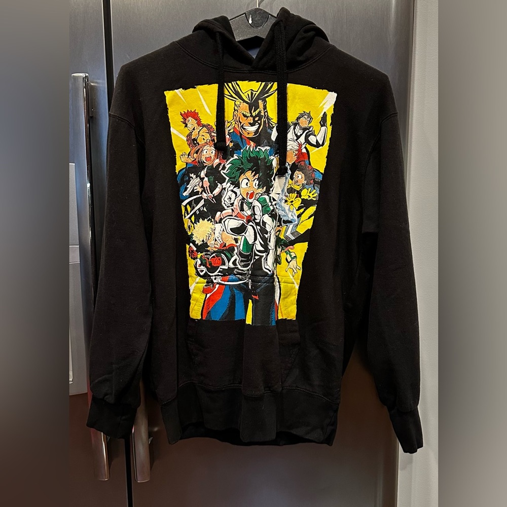 MY HERO ACADEMIA CAST HOODIE Black HOODED SWEATSHIRT size small